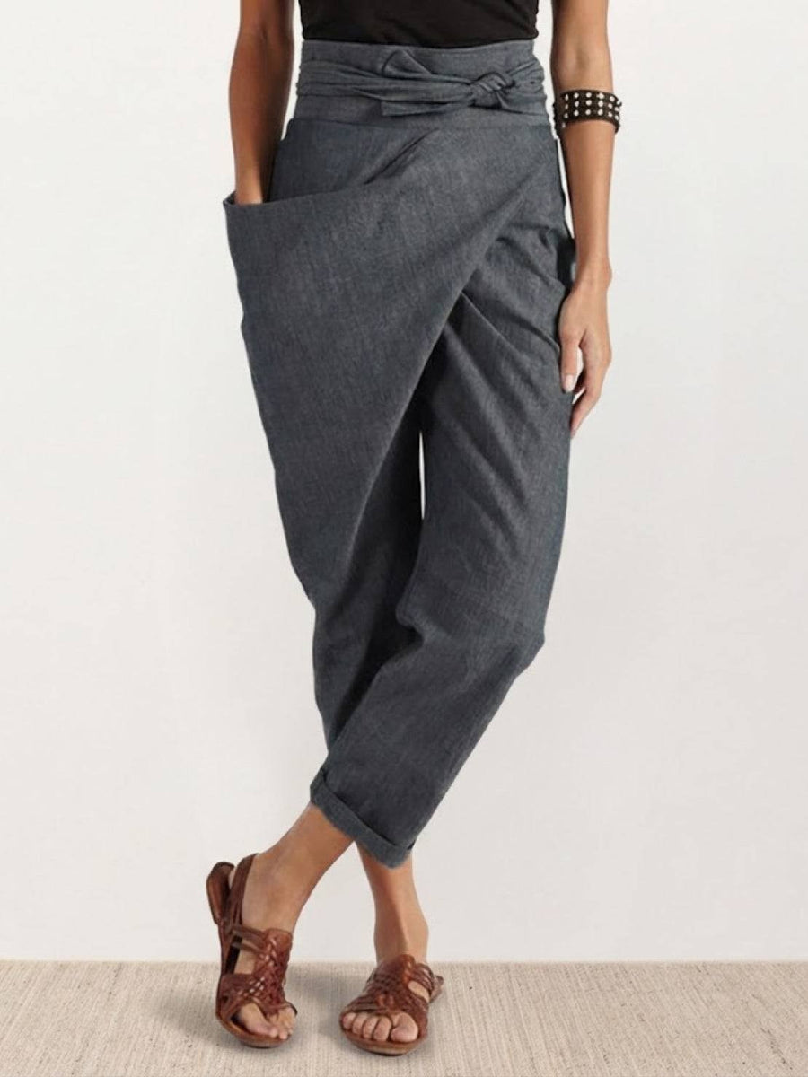 Nadine | Lässige Highwaist Wickelhose mit Schleifenbund