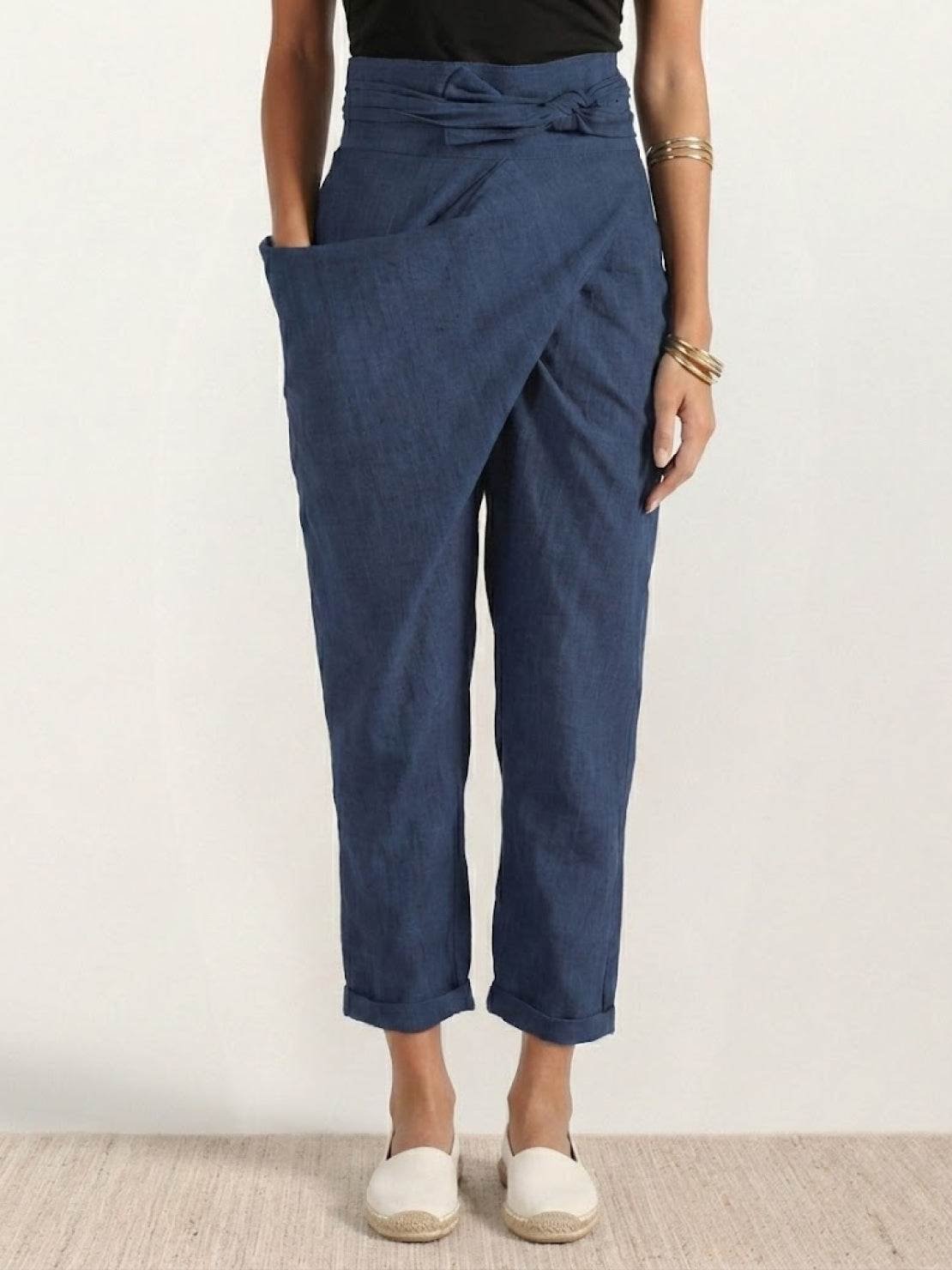 Nadine | Lässige Highwaist Wickelhose mit Schleifenbund