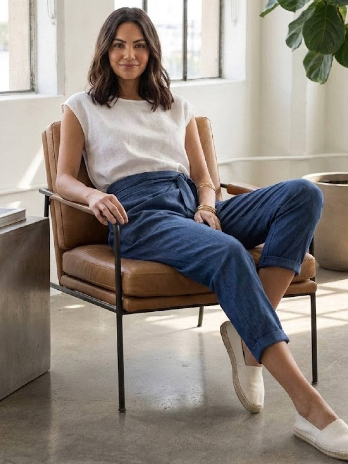 Nadine | Lässige Highwaist Wickelhose mit Schleifenbund