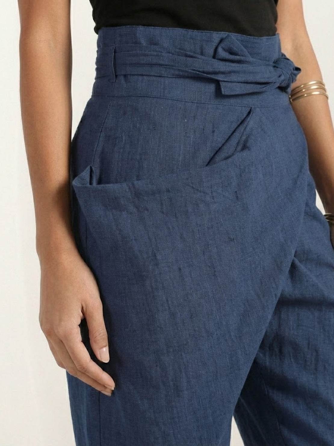 Nadine | Lässige Highwaist Wickelhose mit Schleifenbund