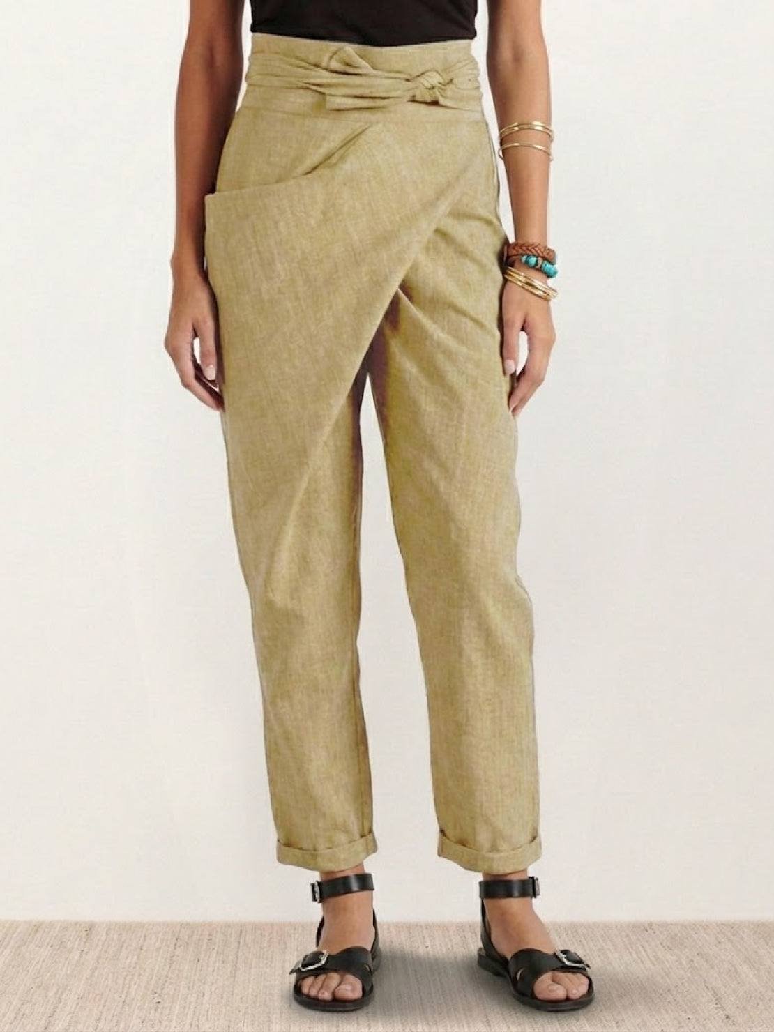 Nadine | Lässige Highwaist Wickelhose mit Schleifenbund