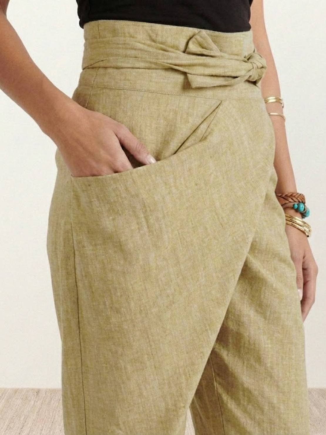 Nadine | Lässige Highwaist Wickelhose mit Schleifenbund