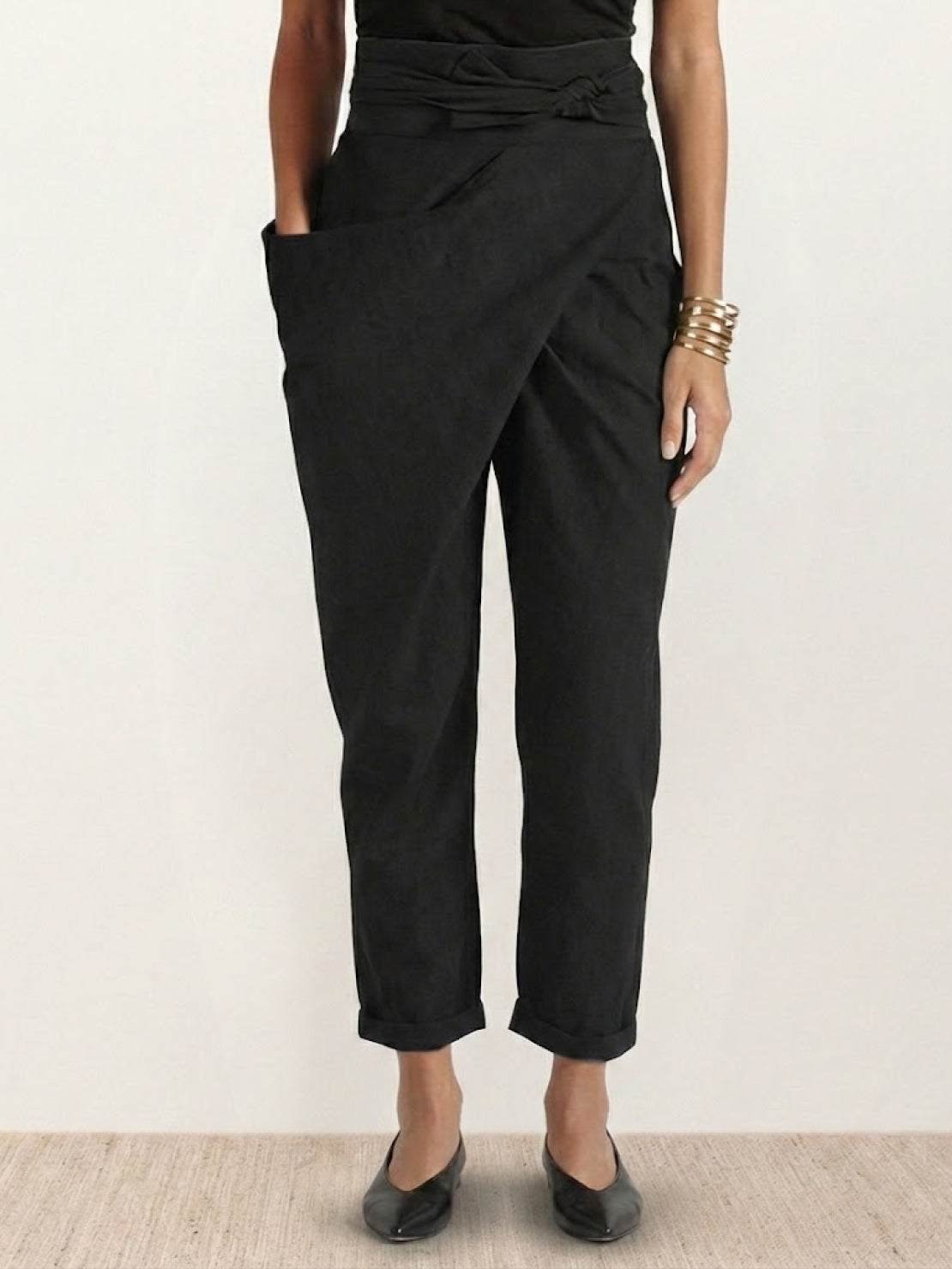 Nadine | Lässige Highwaist Wickelhose mit Schleifenbund