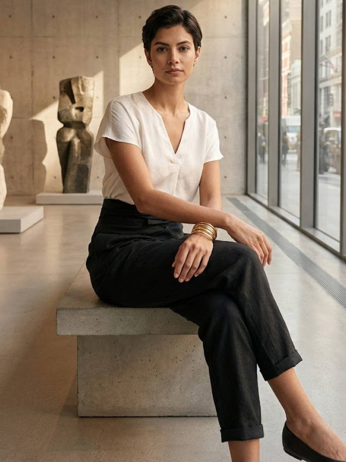 Nadine | Lässige Highwaist Wickelhose mit Schleifenbund