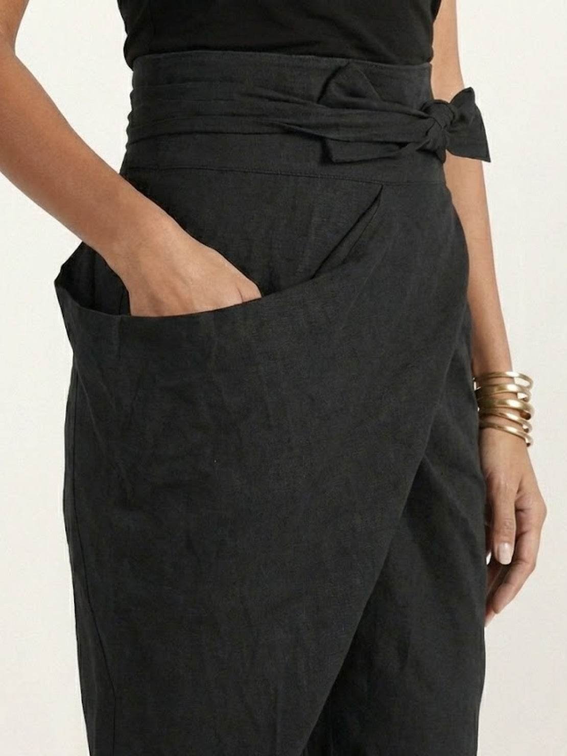 Nadine | Lässige Highwaist Wickelhose mit Schleifenbund