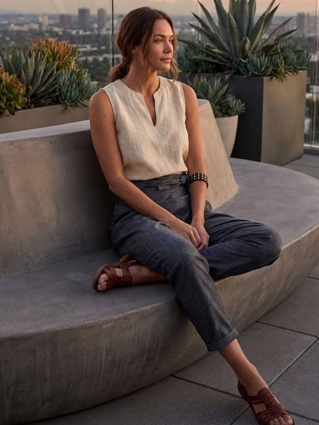 Nadine | Lässige Highwaist Wickelhose mit Schleifenbund
