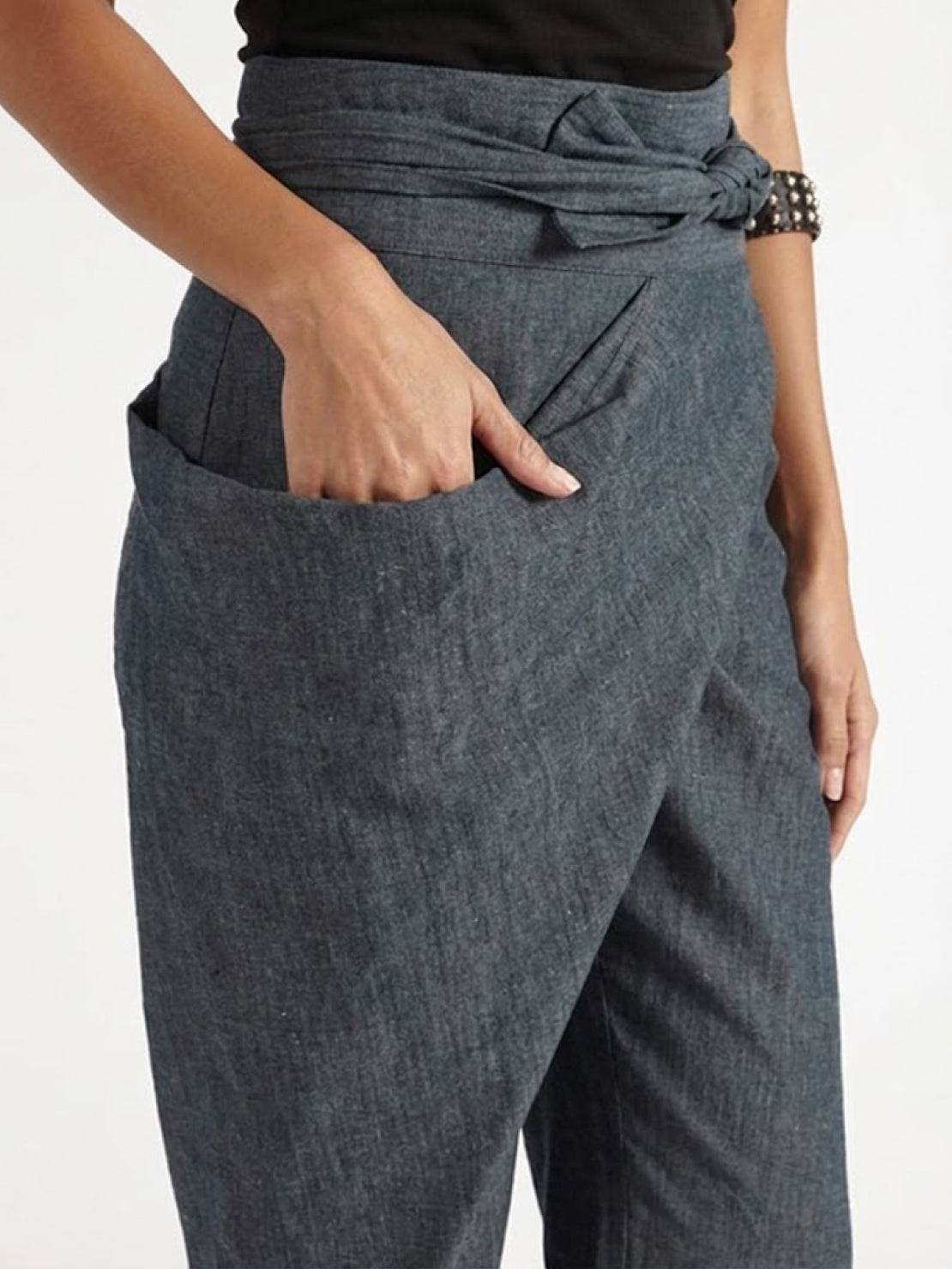 Nadine | Lässige Highwaist Wickelhose mit Schleifenbund