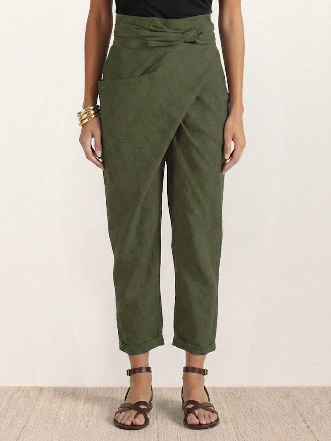 Nadine | Lässige Highwaist Wickelhose mit Schleifenbund