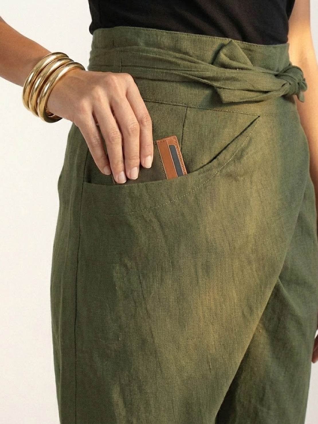 Nadine | Lässige Highwaist Wickelhose mit Schleifenbund