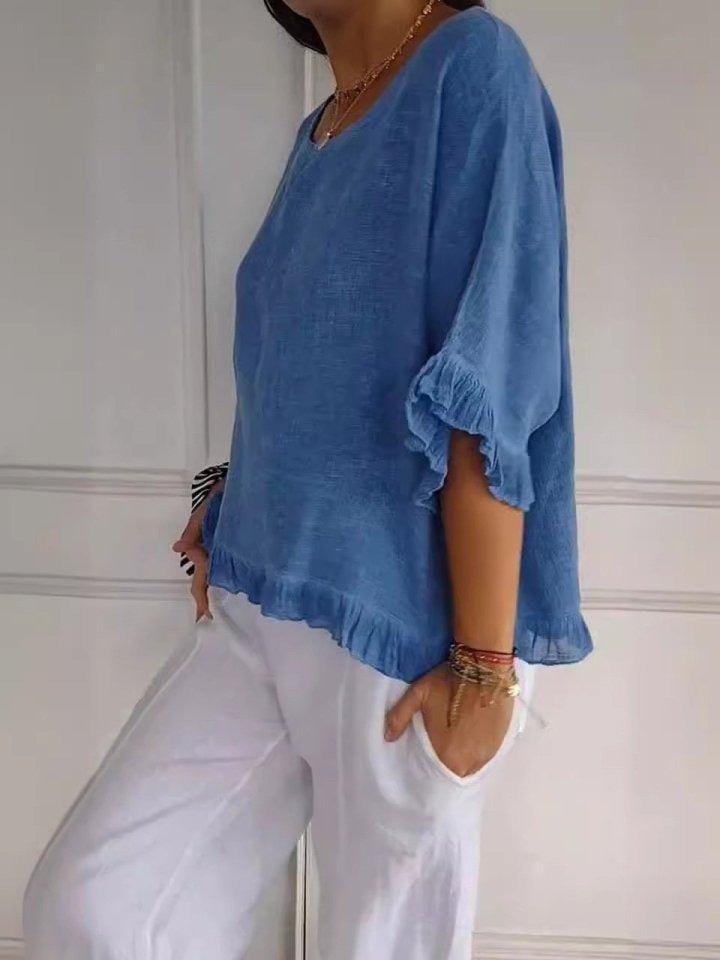 Monika | Elegante Rueschenbluse fuer Buero und Freizeit