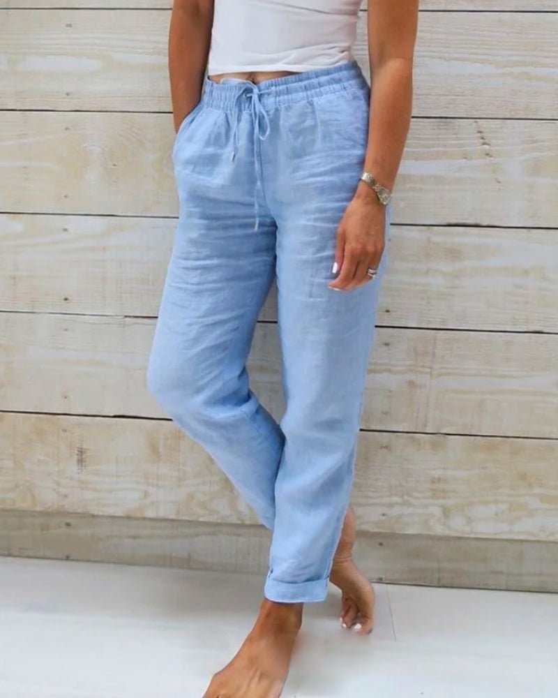 Hannah | Atmungsaktive Leinenhose mit Kordelzug-Gummibund