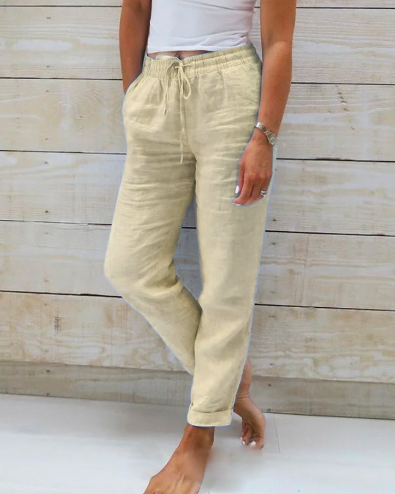 Hannah | Atmungsaktive Leinenhose mit Kordelzug-Gummibund