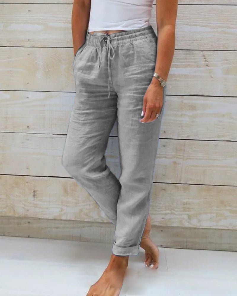 Hannah | Atmungsaktive Leinenhose mit Kordelzug-Gummibund