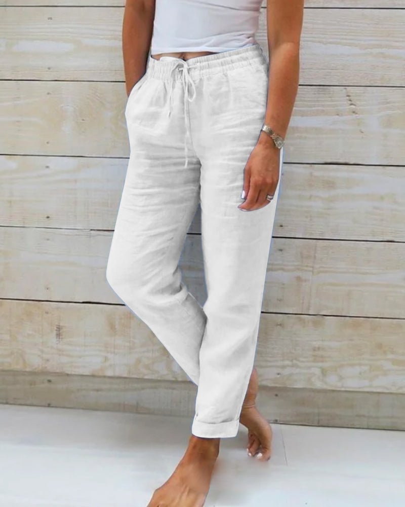 Hannah | Atmungsaktive Leinenhose mit Kordelzug-Gummibund