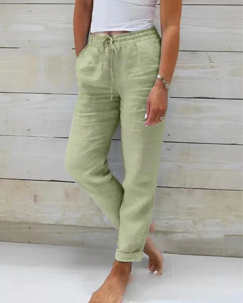 Hannah | Atmungsaktive Leinenhose mit Kordelzug-Gummibund