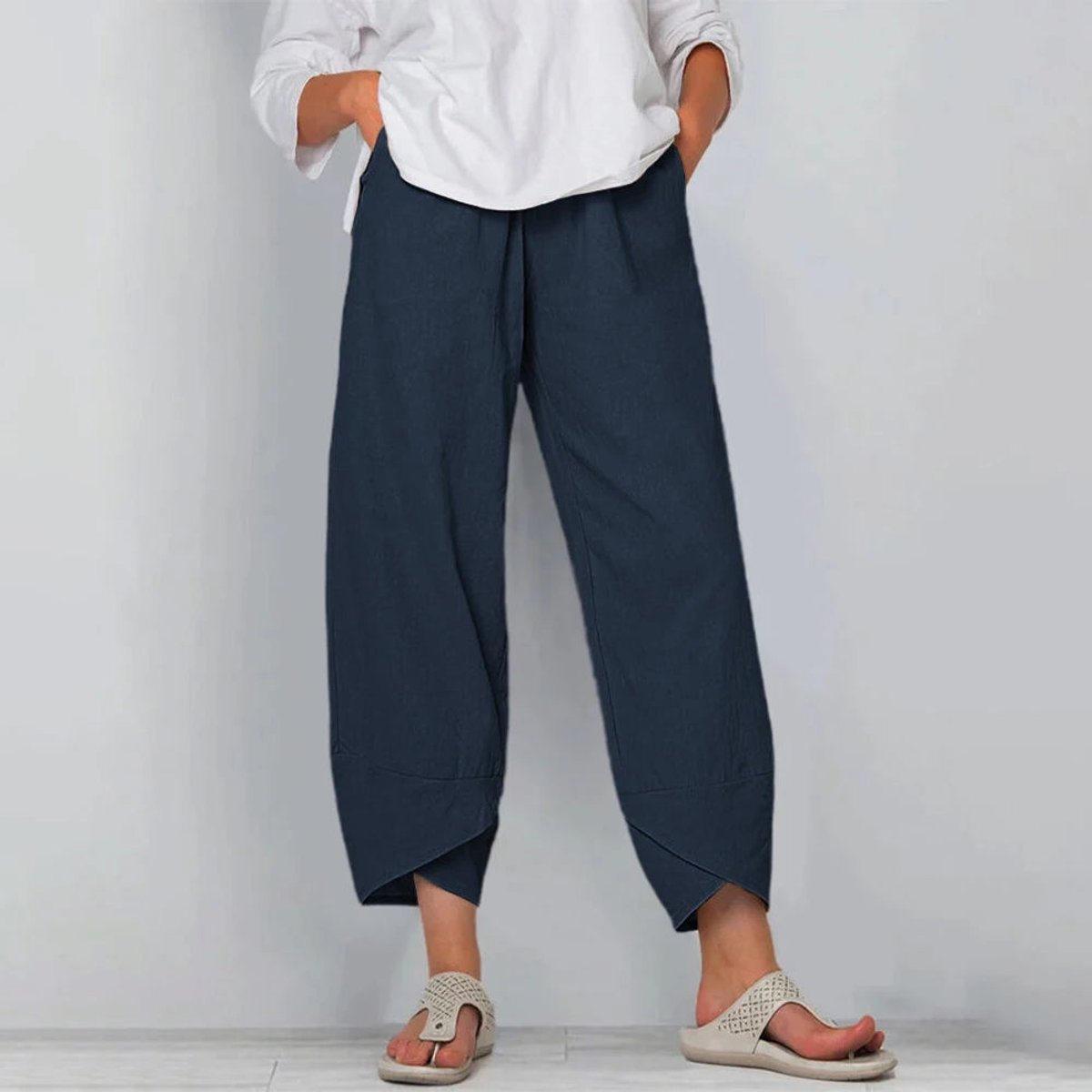 Emilia | Mühelose Leinen-Mix Wide-Leg Hose mit elastischem Bund