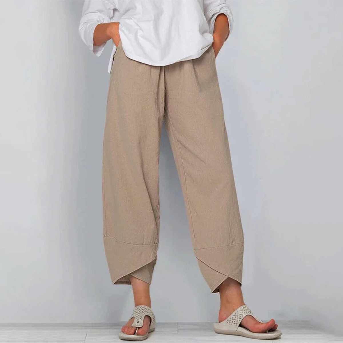 Emilia | Mühelose Leinen-Mix Wide-Leg Hose mit elastischem Bund