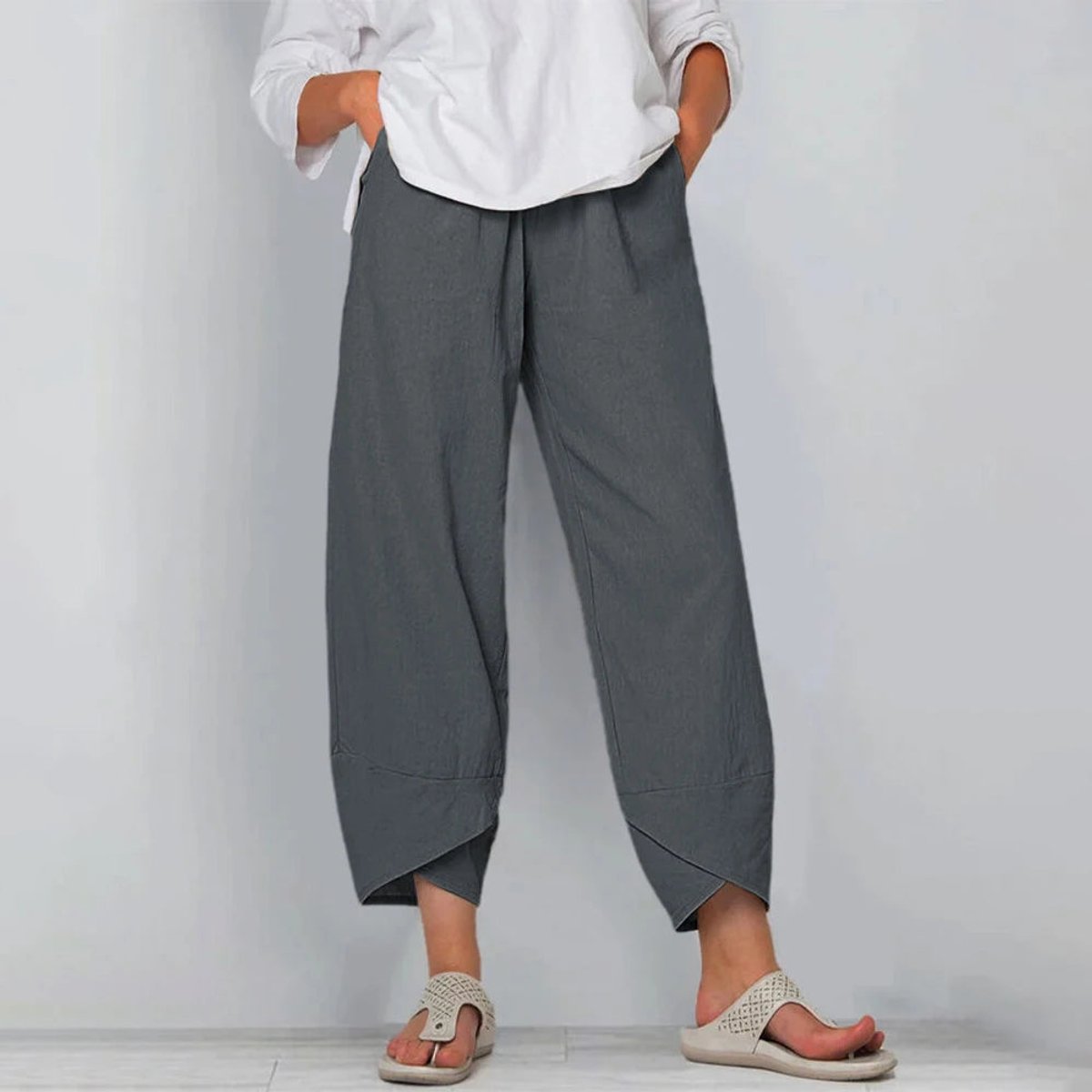 Emilia | Mühelose Leinen-Mix Wide-Leg Hose mit elastischem Bund