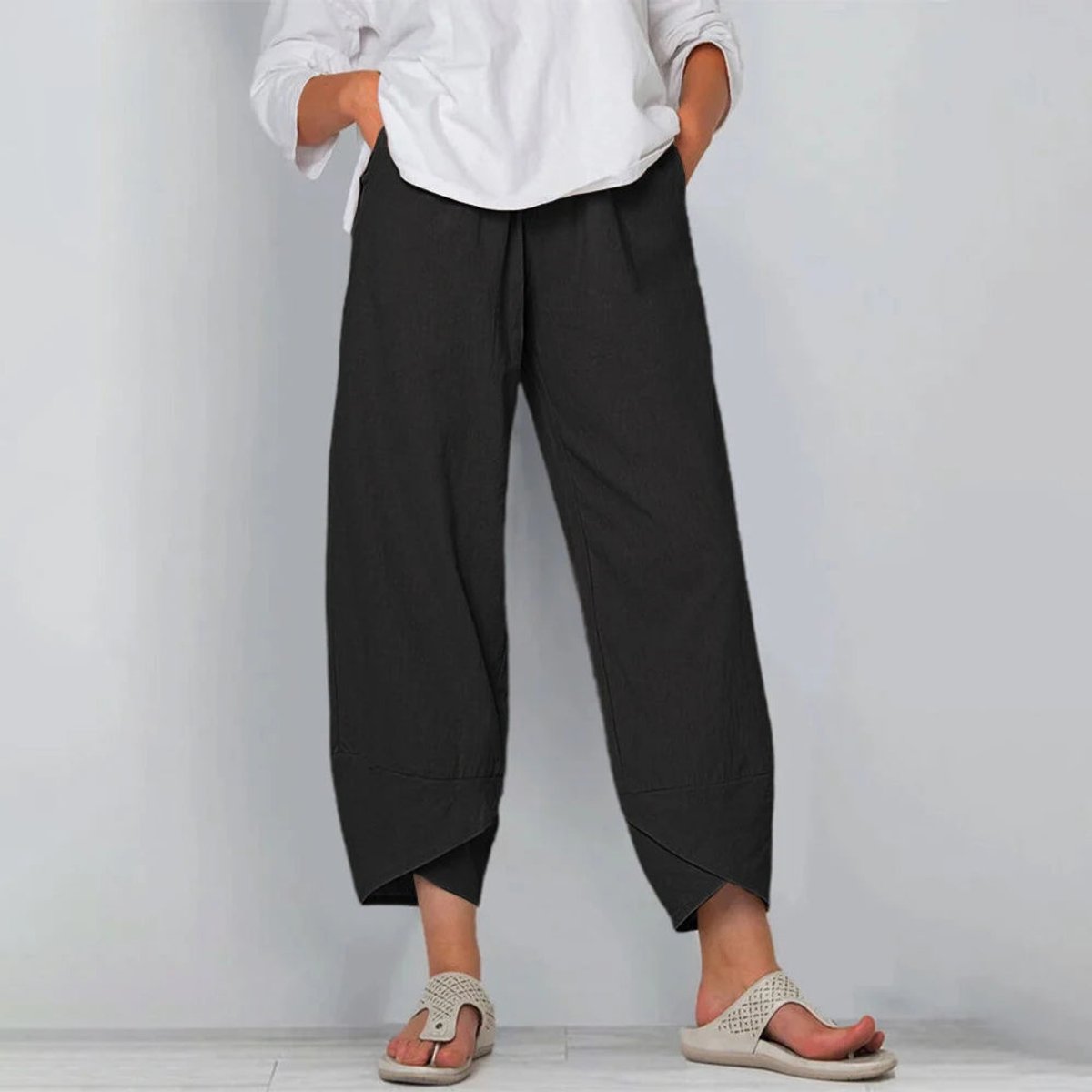 Emilia | Mühelose Leinen-Mix Wide-Leg Hose mit elastischem Bund