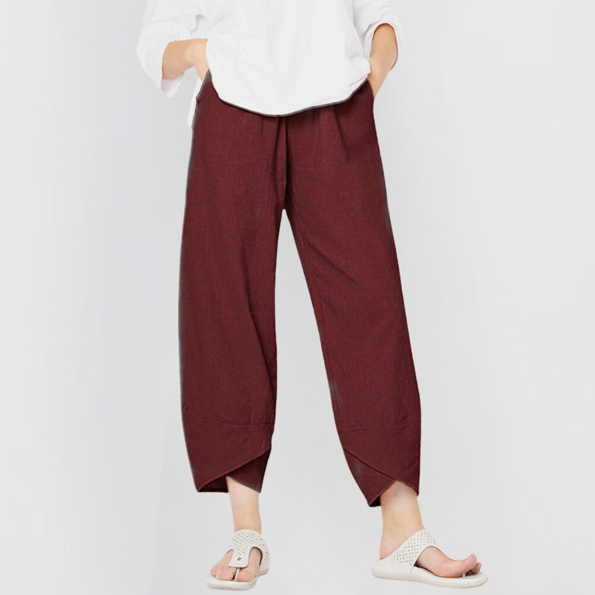 Emilia | Mühelose Leinen-Mix Wide-Leg Hose mit elastischem Bund