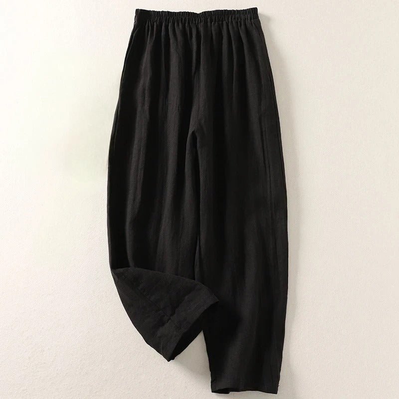Helene | Weiche Leinen Relaxed-Fit Hose mit Elastikbund