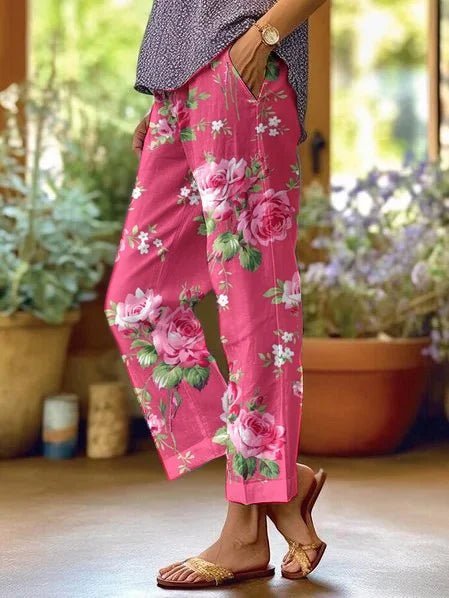 Anke | Florale Freizeithose mit mittlerer Taille