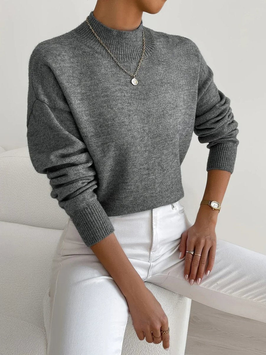 Gertrud | Strickpullover mit Stehkragen und Relaxed-Fit