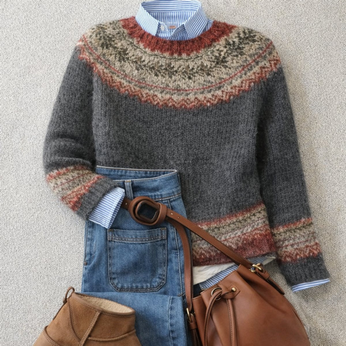 Bettina | Nordischer Strickpullover mit Relaxed-Fit