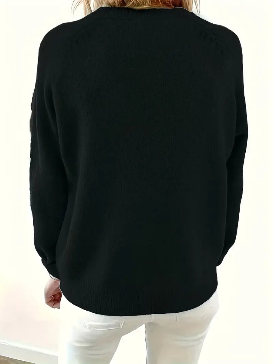 Annemarie | Strickpullover mit V-Ausschnitt und Knopfleiste