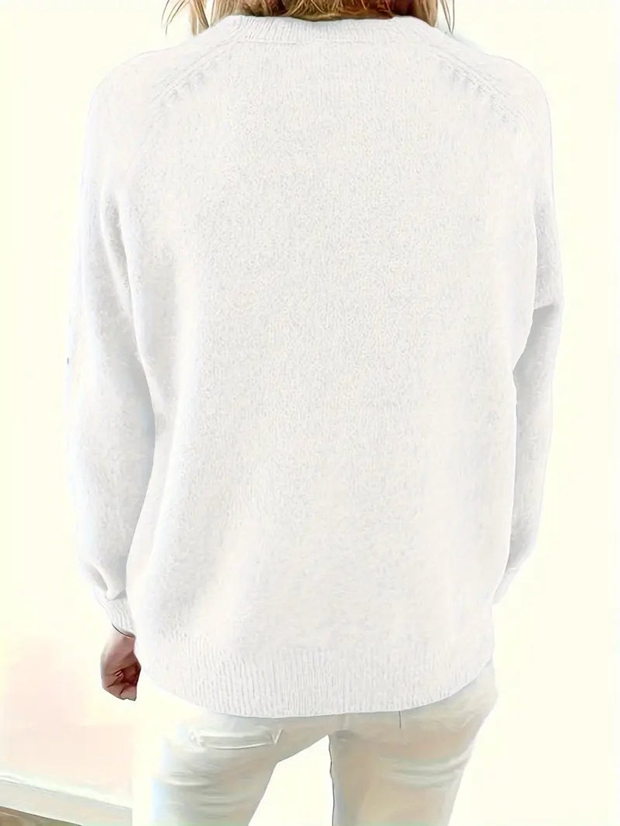 Annemarie | Strickpullover mit V-Ausschnitt und Knopfleiste