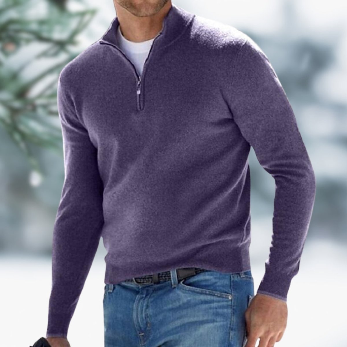 Alexander | Feinstrick Pullover mit Viertelreissverschluss