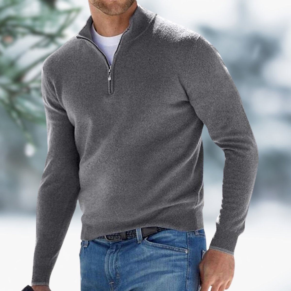 Alexander | Feinstrick Pullover mit Viertelreissverschluss