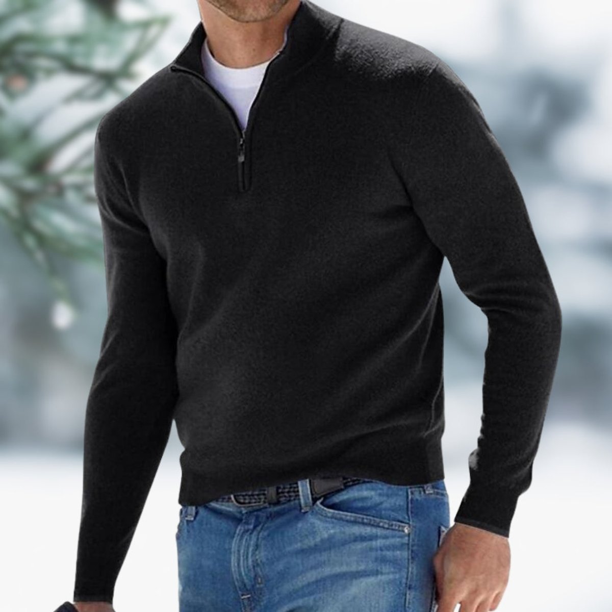 Alexander | Feinstrick Pullover mit Viertelreissverschluss