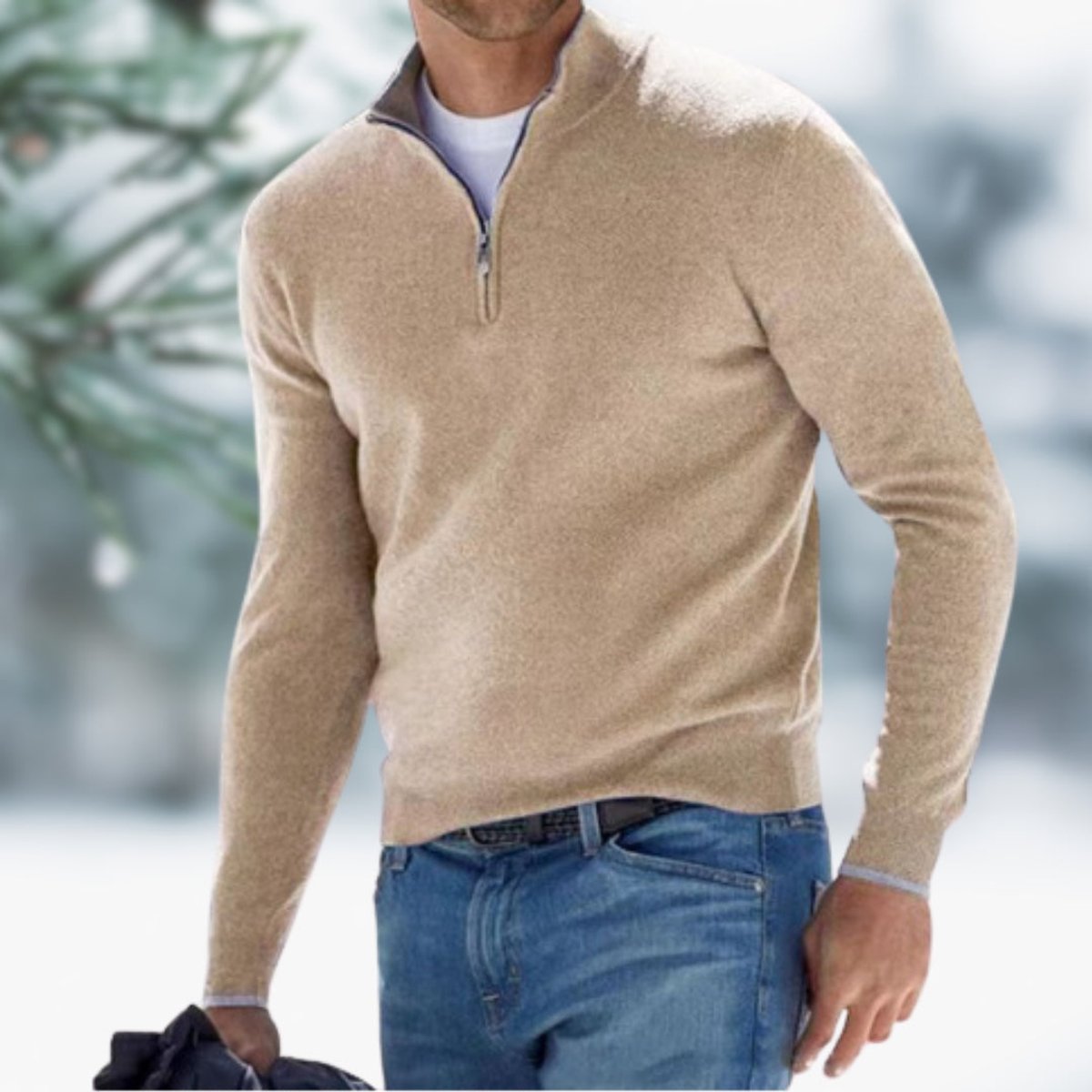 Alexander | Feinstrick Pullover mit Viertelreissverschluss