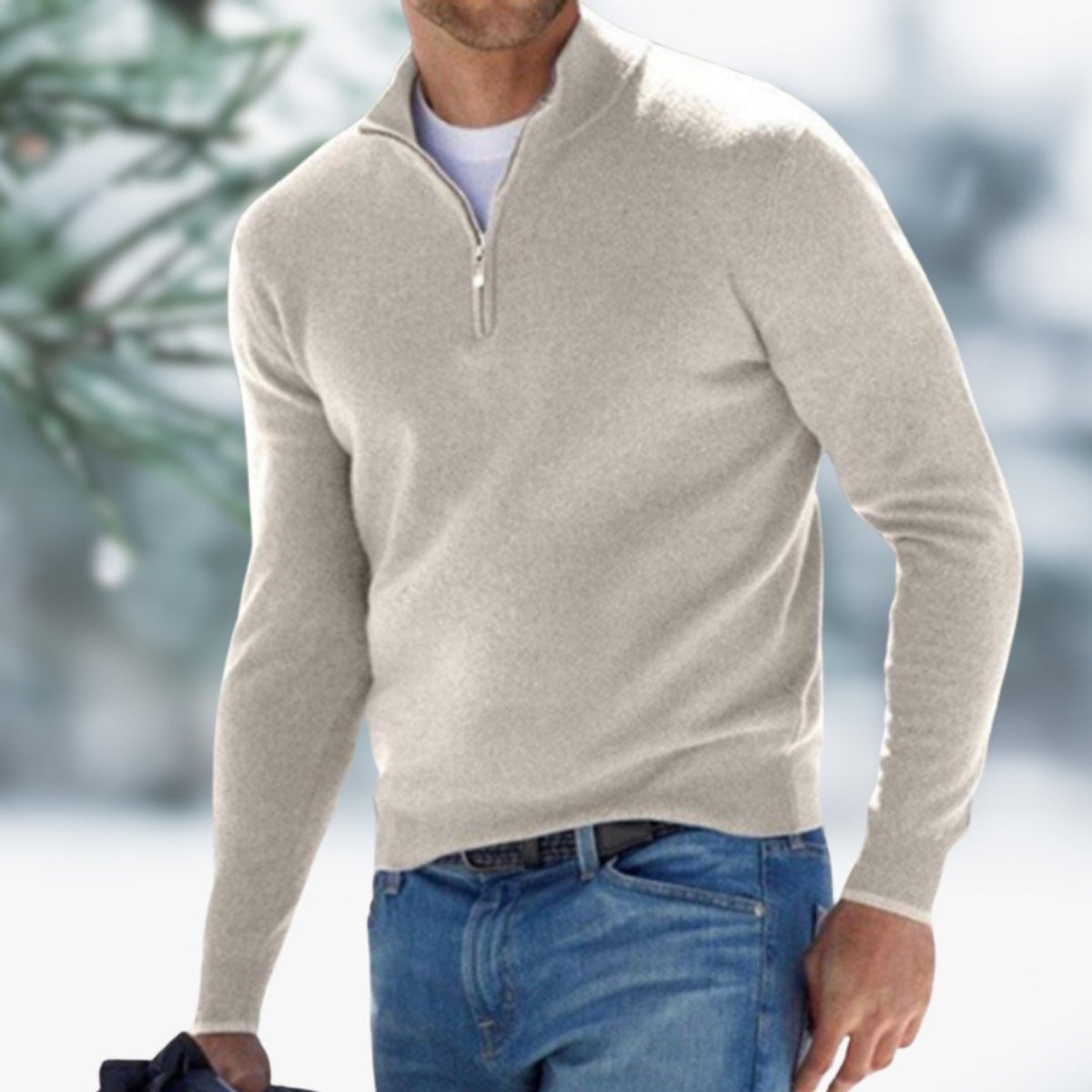 Alexander | Feinstrick Pullover mit Viertelreissverschluss