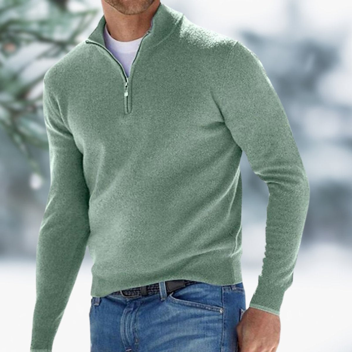Alexander | Feinstrick Pullover mit Viertelreissverschluss