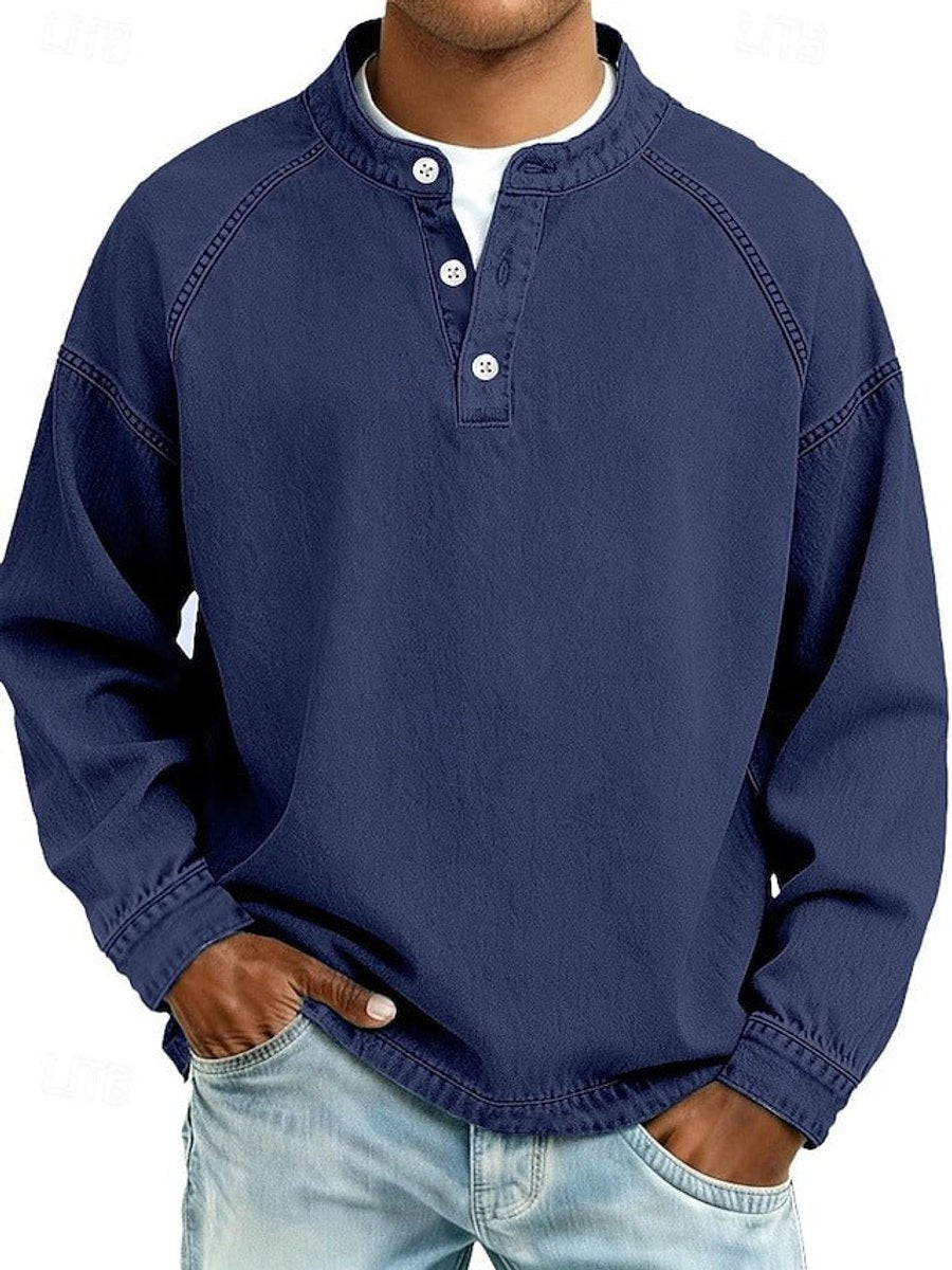 Damian | Retro Henley-Pullover im Used-Look