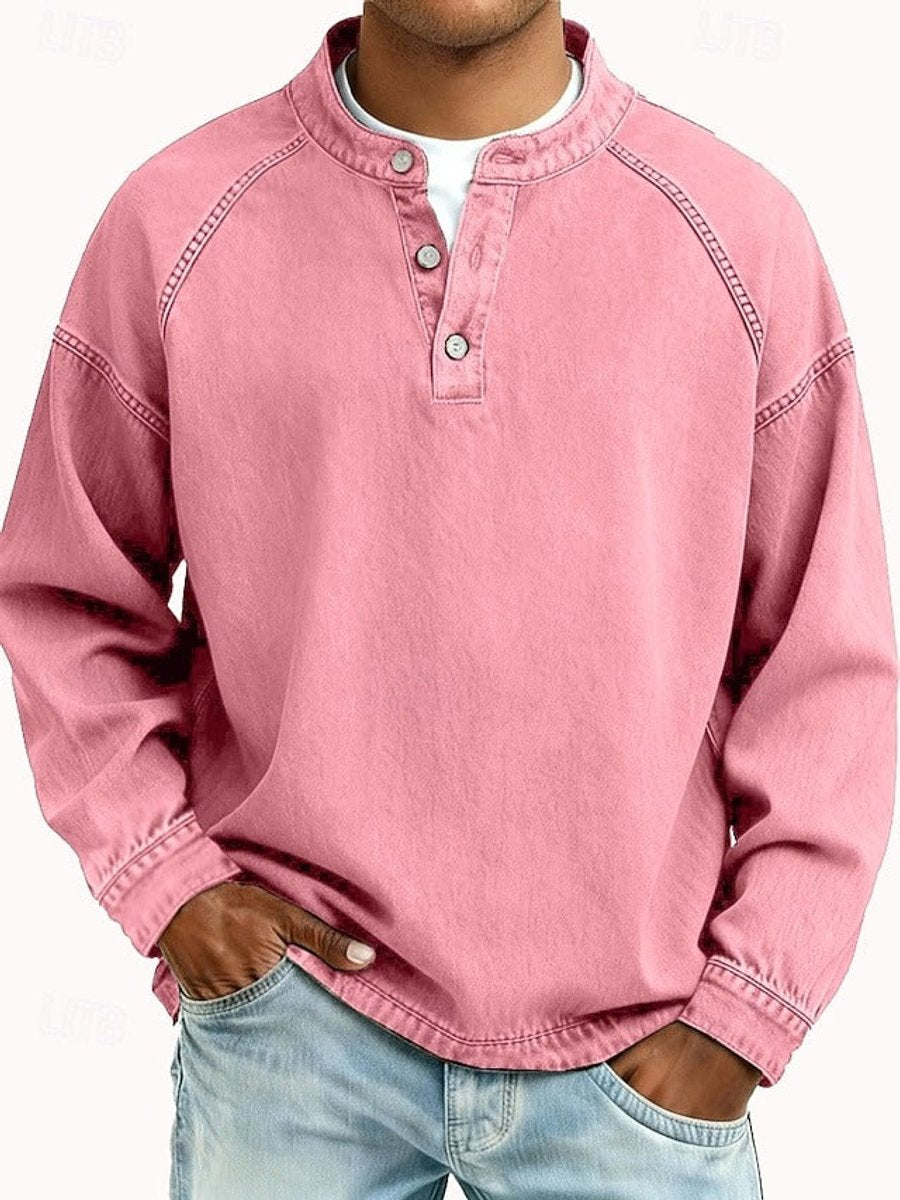 Damian | Retro Henley-Pullover im Used-Look