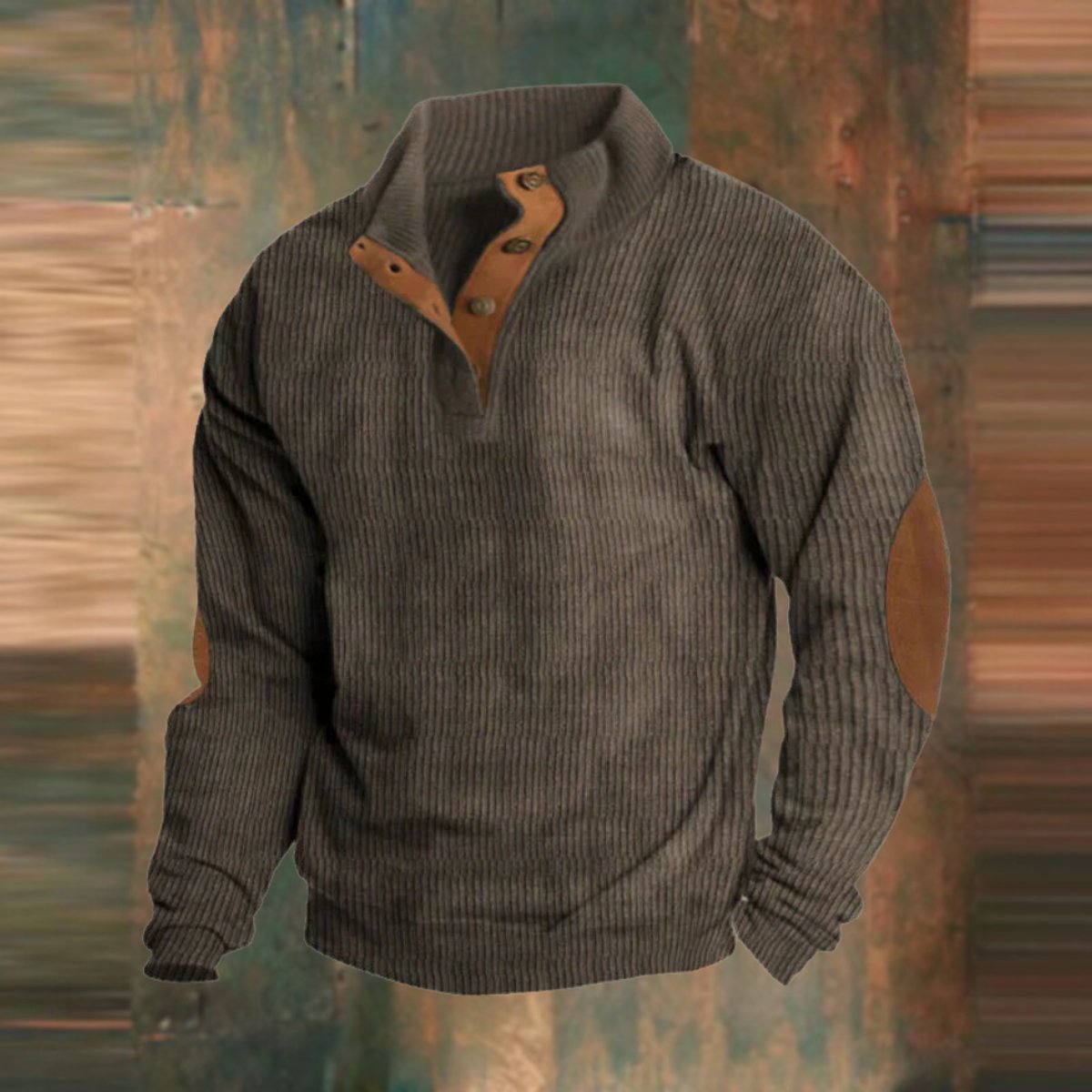 Maximilian | Retro Rippstrick Pullover mit Ellbogenpatches