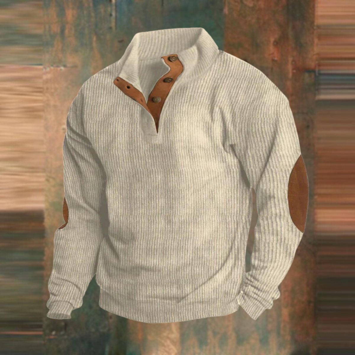 Maximilian | Retro Rippstrick Pullover mit Ellbogenpatches