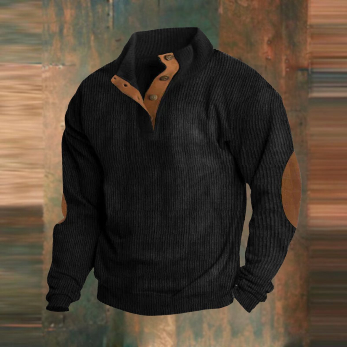 Maximilian | Retro Rippstrick Pullover mit Ellbogenpatches