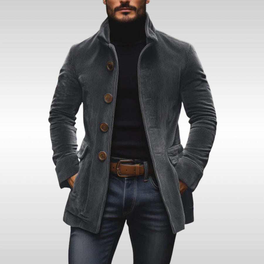 Matthias | Slim-Fit Cordmantel mit Stehkragen