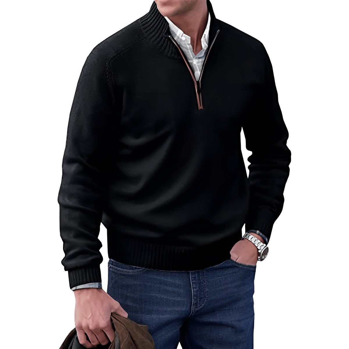 Elias | Strick-Sweater Regular-Fit mit Quarter-Zip