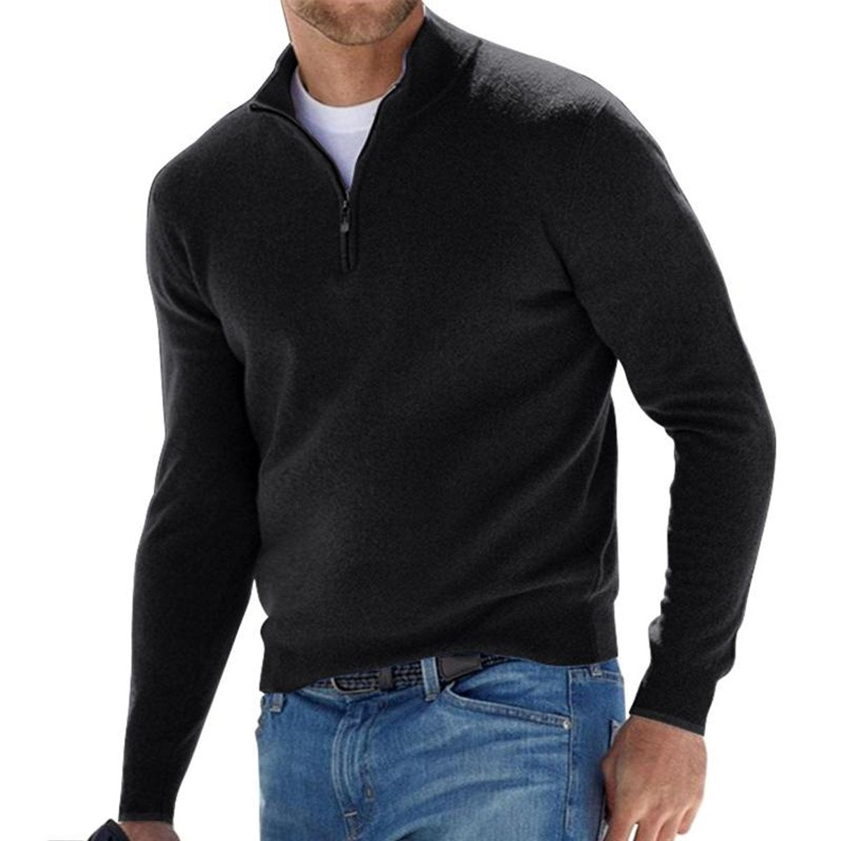 Dominik | Strickpullover mit halbem Reissverschluss