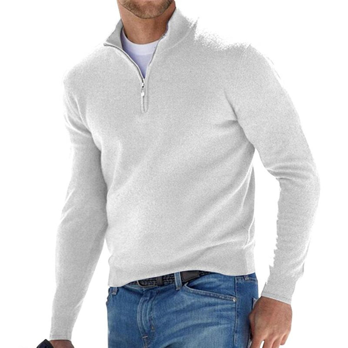 Dominik | Strickpullover mit halbem Reissverschluss