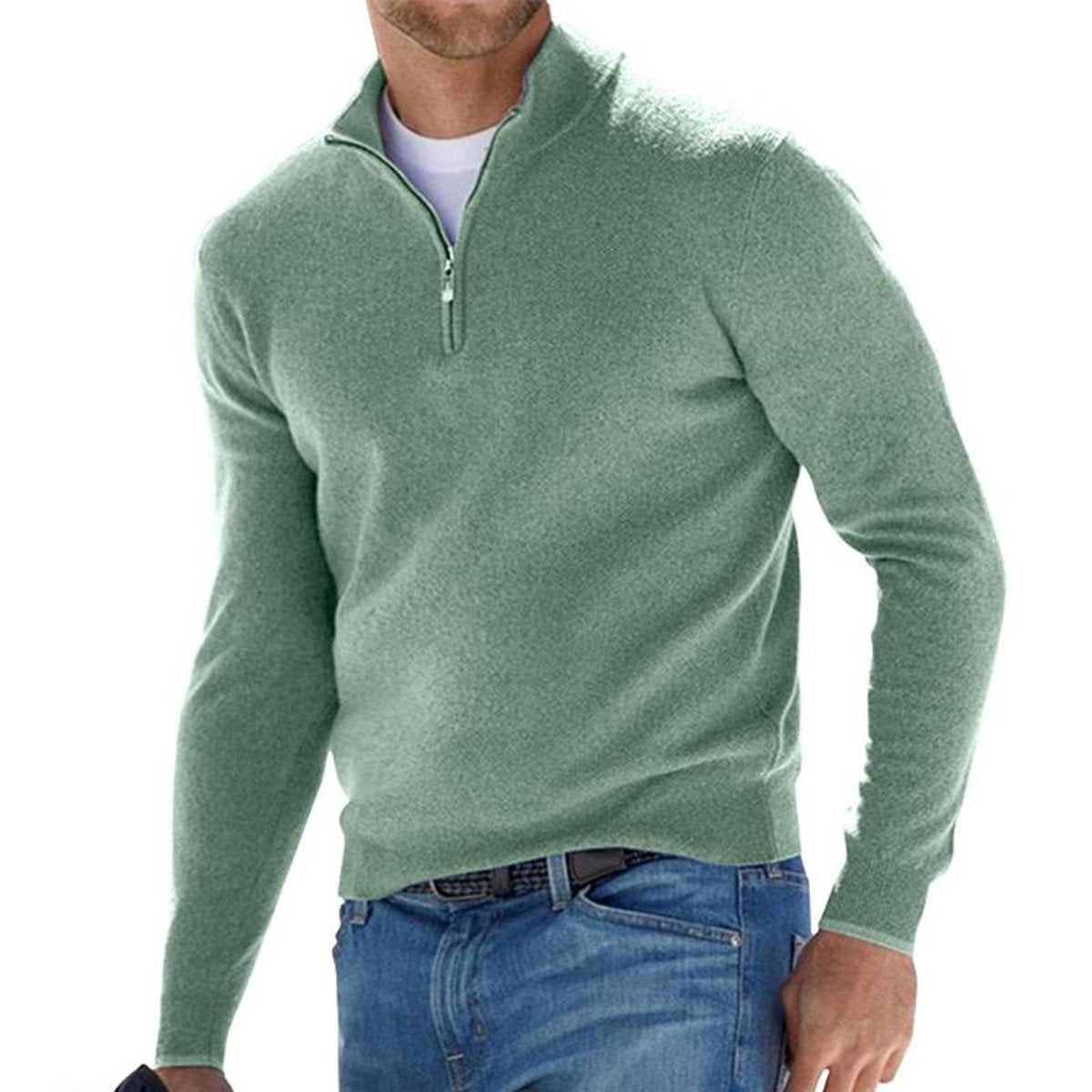 Dominik | Strickpullover mit halbem Reissverschluss