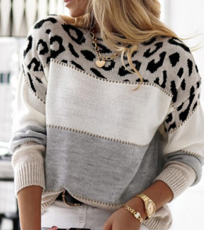 Priska | Oversized Pullover mit Leopardenprint