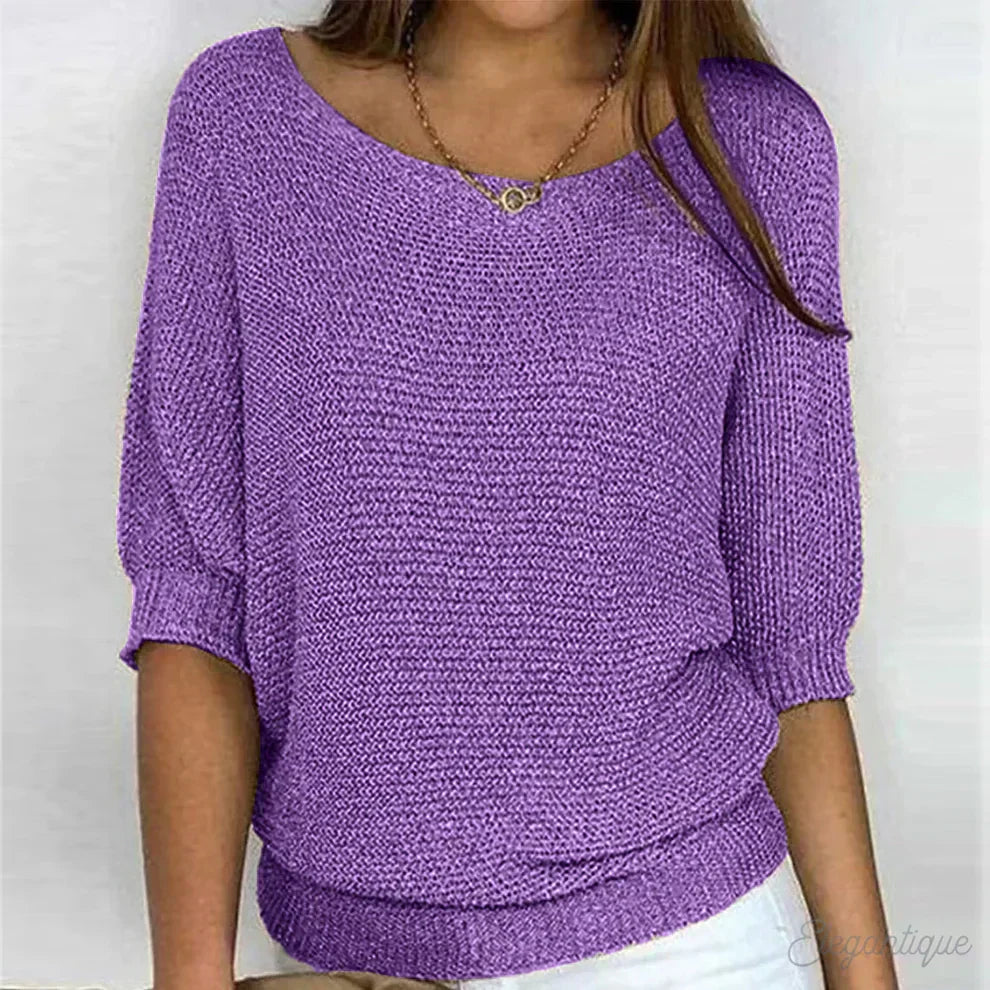 Hildegard | Eleganter Strickpullover mit Rundhals-Ausschnitt